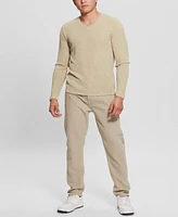 Guess Men's Long-Sleeve Gauze V-neck Fitted T-shirt