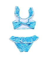 Toddler, Child Girl Santorini Blue Frill Crop Bikini