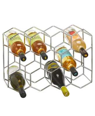 mDesign Hexagon 11 Bottle Wine Rack for Kitchen Counter or Fridge