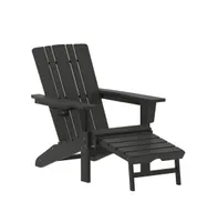 Ridley Hdpe Adirondack Chair With Cup Holder And Pull Out Ottoman, All-Weather Indoor/Outdoor Lounge