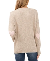 CeCe Women's Elbow Hearts Long-Sleeve Crewneck Sweater