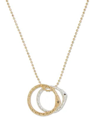 Lucky Brand Two-Tone Jet Pave Continuous Snake Pendant Necklace, 17-3/4" + 2" extender