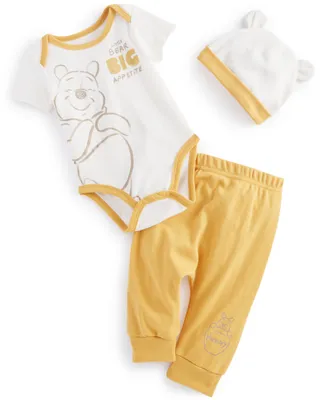 Disney Baby Boys Winnie-the-Pooh Hat, Bodysuit and Pants, 3 Piece Set