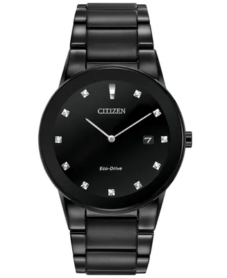 Citizen Men's Eco-Drive Axiom Diamond Accent Black Ion-Plated Stainless Steel Bracelet Watch 40mm AU1065