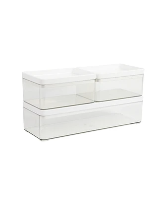 Martha Stewart Grady Set of 3 Plastic Stackable Storage Boxes with Plastic Lids