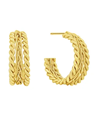 And Now This Silver-Plated or 18K Gold-Plated Twist and Braid C Hoop Earring