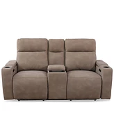 Greymel 74" Zero Gravity Fabric Loveseat with Console and Power Headrests, Created for Macy's