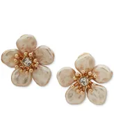 lonna & lilly Gold-Tone Pink Flower Stud Post Earrings