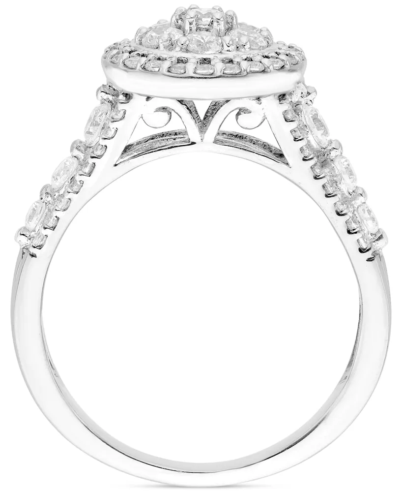 Diamond Halo Cluster Engagement Ring (1 ct. t.w.) in 14k White Gold