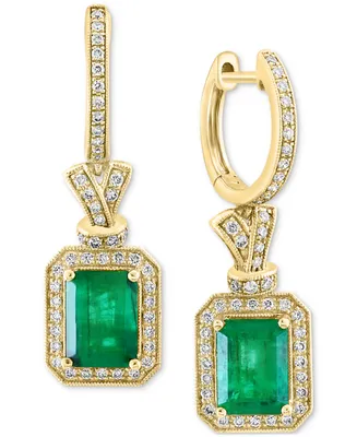 Brasilica by Effy Emerald (2-7/8 ct. t.w.) and Diamond (1/2 ct. t.w.) Earrings in 14k Gold, Created for Macy's