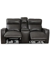 Greymel 74" Zero Gravity Leather Loveseat with Console and Power Headrests, Created for Macy's