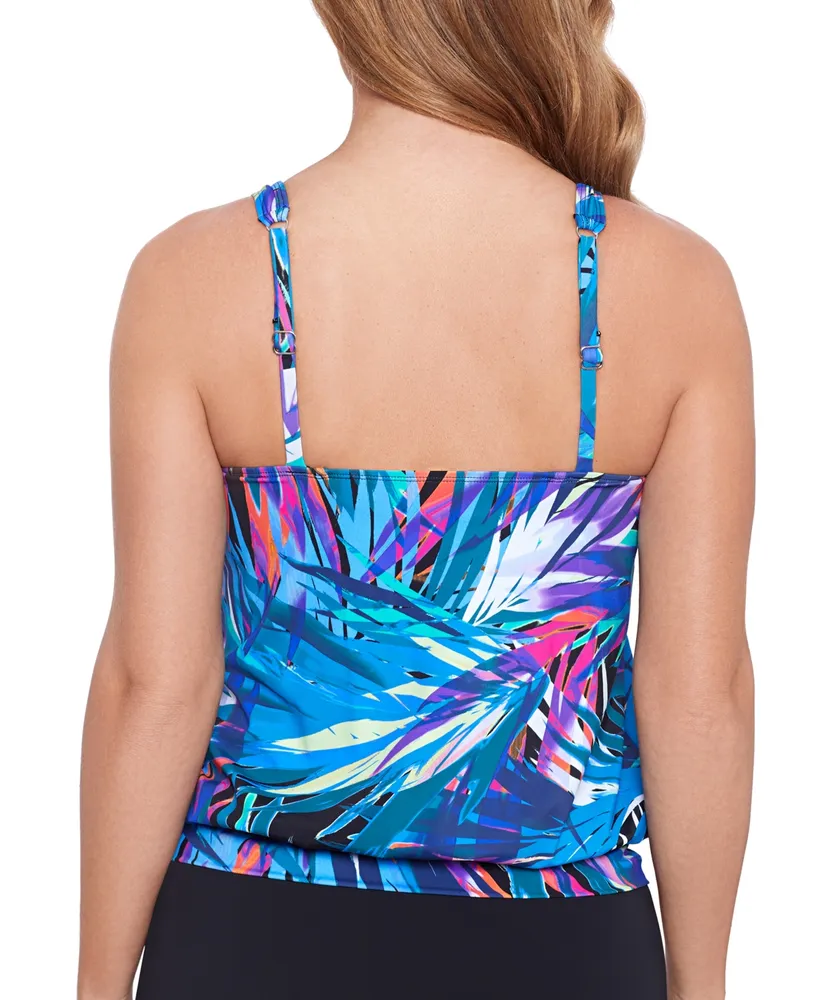 Swim Solutions Women's Printed Blouson Tankini Top, Created for Macy's