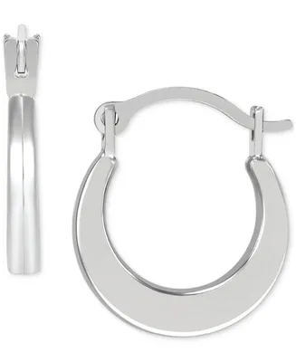 Polished Flat Huggie Extra Small Hoop Earrings in 14k White Gold, 1/2"
