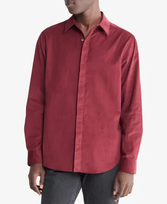 Calvin Klein Men's Regular-Fit Solid Button-Down Corduroy Shirt