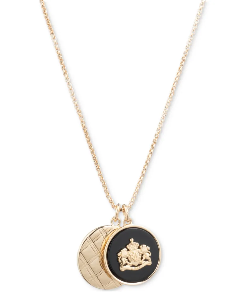 Lauren Ralph Lauren Gold-Tone Tartan Pattern & Crest Multi-Charm 40" Adjustable Pendant Necklace