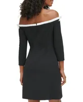 Karl Lagerfeld Paris Women's Off-The-Shoulder Scuba Crepe Dress