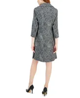 Anne Klein Womens Printed Sleeveless Sheath Dress Wide Collar Topper Jacket
