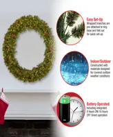 National Tree Company 60" Garwood Spruce Wreath with Pine Cones & 450 Warm White Concave lights