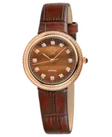 GV2 by Gevril Women's Arezzo Brown Leather Watch 33mm