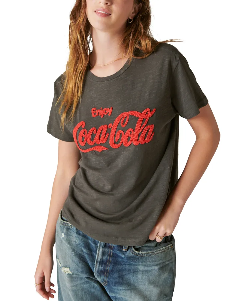 Lucky Brand Women's Beaded Coca-Cola Logo Cotton T-Shirt