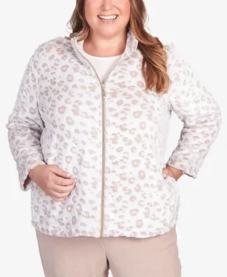 Alfred Dunner Plus Size St.Moritz Sculpted Mock Neck Animal Jacket