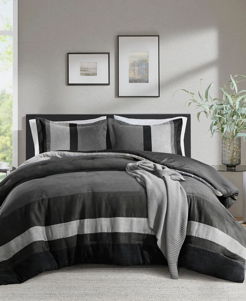 510 Design Boulder Stripe Micro Suede 3-Pc. Comforter Set, King/California King