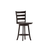 Therus Commercial Grade Classic Wooden Ladderback Swivel Stool With Solid Wood Seat And Footrest