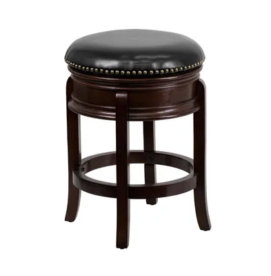 Clara Backless Wooden Counter Stool With 360 Degree Swivel Seat