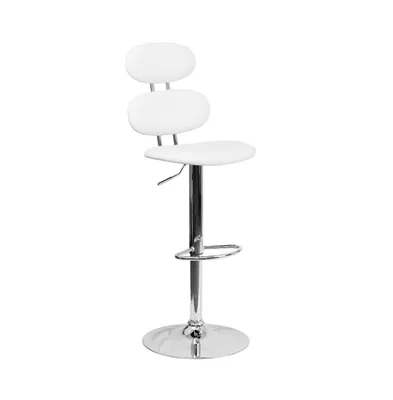 Ellipse Back Adjustable Height Barstool With Chrome Base