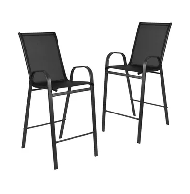 Set Of 2 Manado Series Metal Bar Height Patio Chairs With Flex Comfort Material