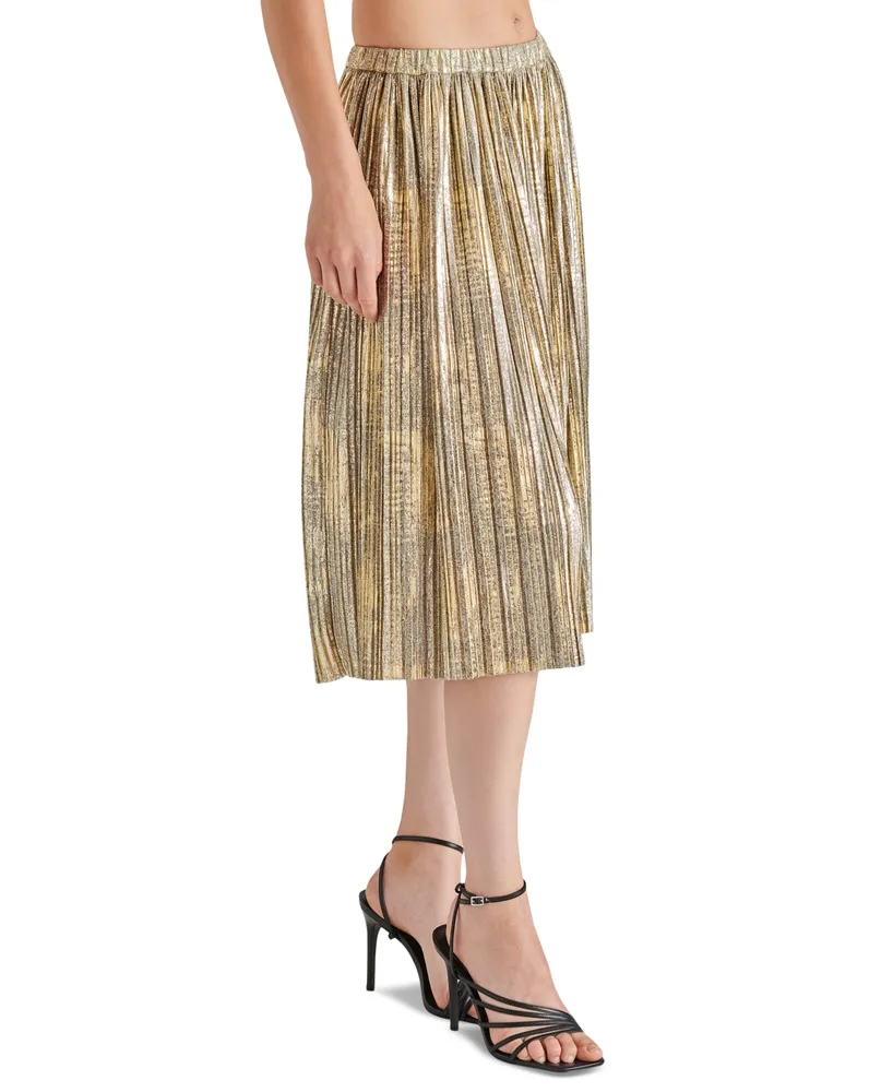 Steve Madden Women's Darcy Metallic-Foil-Knit Midi Skirt