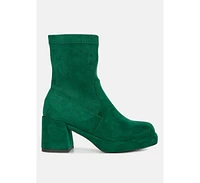 Two-cubes Womens Suede Platform Ankle Boots