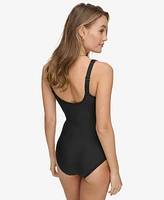 Dkny Women's Shirred Keyhole Detail One-Piece Swimsuit