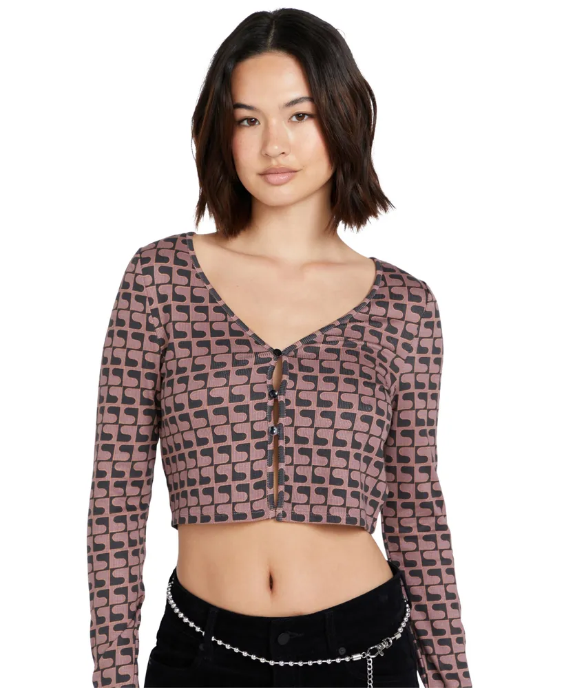 Volcom Juniors' Disco Rodeo Long-Sleeve Cropped Top
