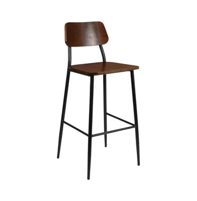 Copenhagen Industrial Bar And Kitchen Stool With Gunmetal Steel Frame And Wood Seat