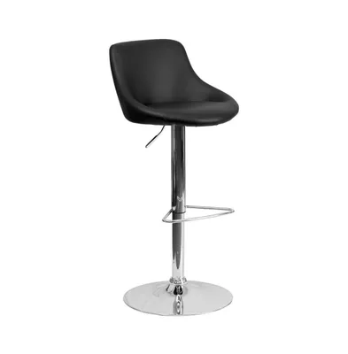 Swivel Bucket Seat Adjustable Height Barstool With Chrome Base