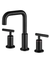 Simplie Fun Matte Black Widespread Bathroom Sink Faucet With With cUPC Water Supply Hose And Cartridge