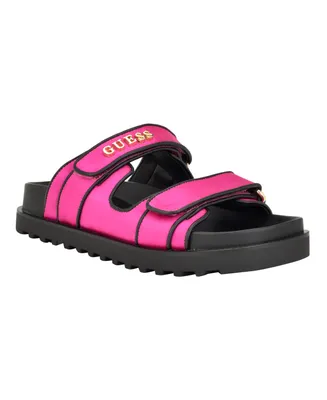 Guess Women's Fabulon Two Strap Fabric Slide-on Sandals