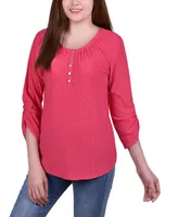 Ny Collection Petite 3/4 Sleeve Pointelle Top