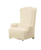 Stretch Pinstripe One Piece Wing Chair Slipcover