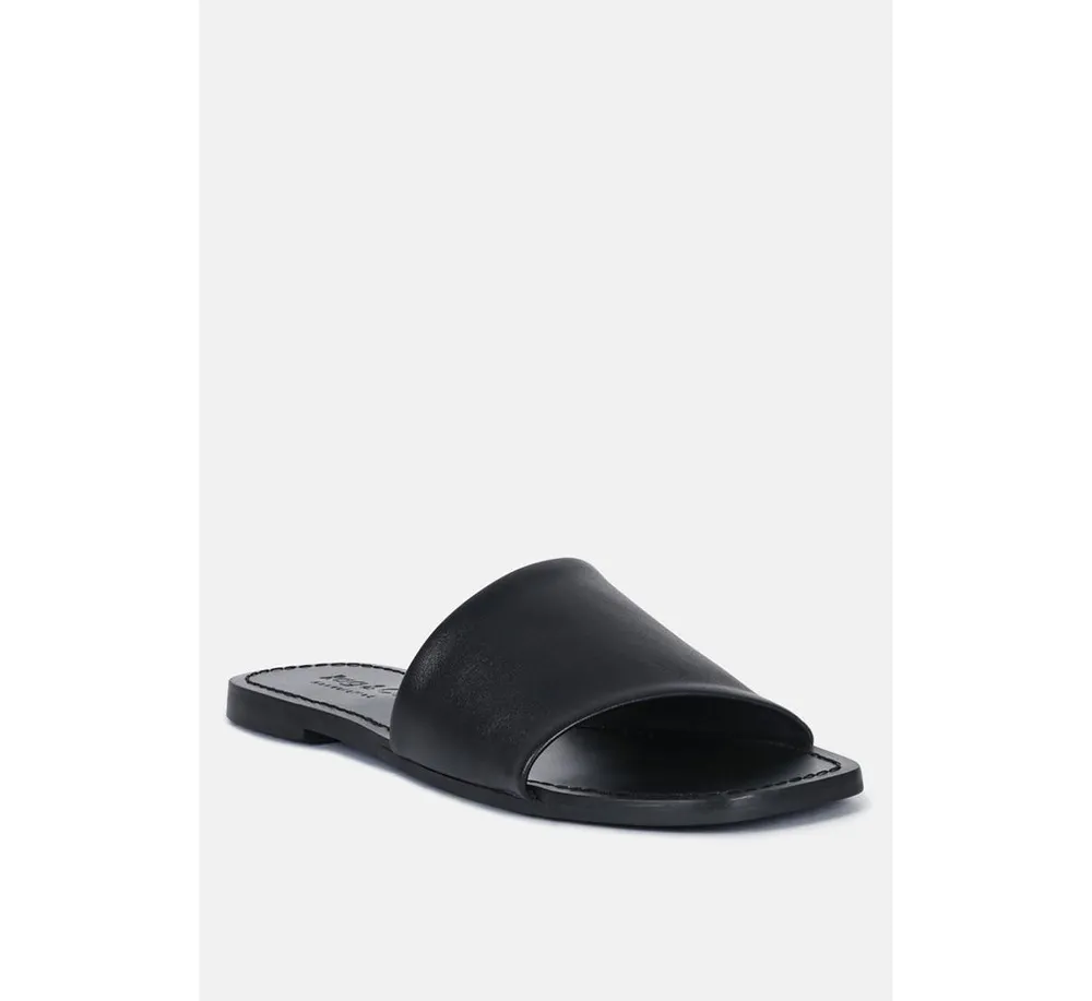 Tatami Black Leather Classic Slide Flats