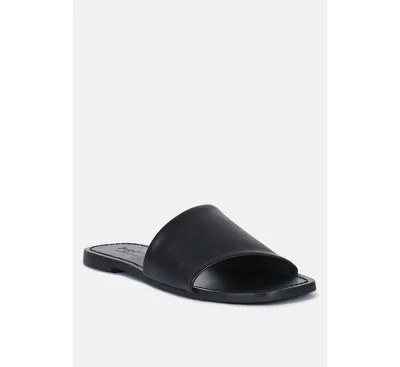 Tatami Black Leather Classic Slide Flats