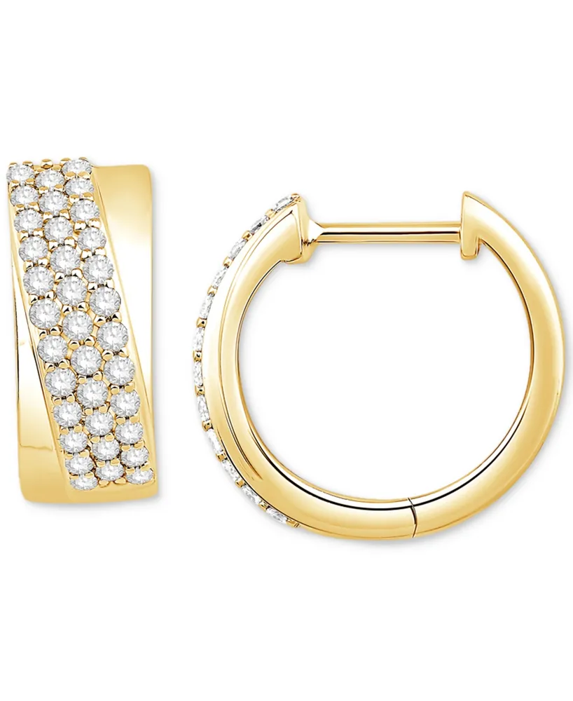 Diamond Pave Small Hoop Earrings (1/2 ct. t.w.) in 14k Gold