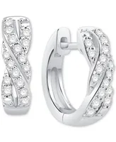 Diamond Twist Huggie Hoop Earrings (1/10 ct. t.w.) in 10k White Gold