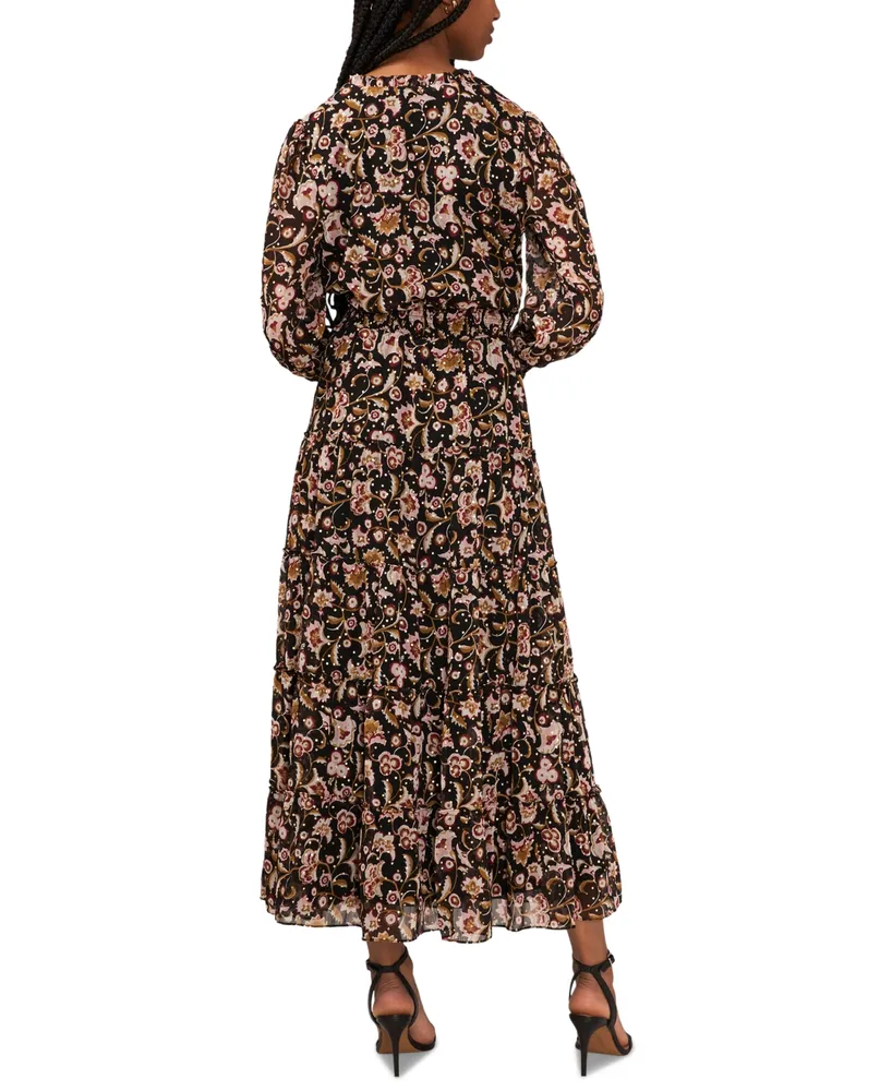 Msk Women's Floral-Print Tiered Maxi Dress