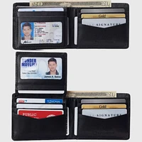 Alpine Swiss Mens Genuine Leather Rfid Safe Bifold Wallet Passcase 2 Id Windows
