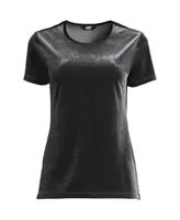 Lands' End Women's Short Sleeve Velvet Crew Neck Top