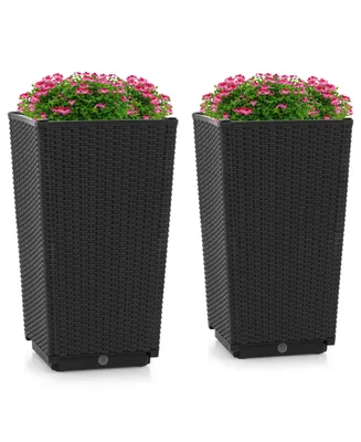 2PCS Outdoor Wicker Flower Pot 22.5''Tall Planters with Drainage Hole