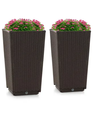 2PCS Outdoor Wicker Flower Pot 22.5''Tall Planters with Drainage Hole