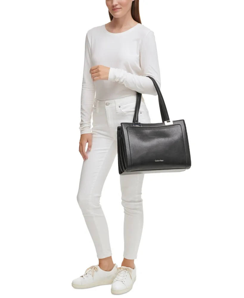 Calvin Klein Palm Triple Compartment Tote with Accordion Gusset